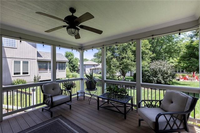 16369 S Woodstone Dr, Olathe, KS 66062 - sunroom / solarium with a ceiling fan
