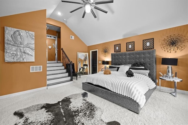 7103 E 159th St, Belton, MO 64012 - carpeted bedroom with vaulted ceiling and ceiling fan