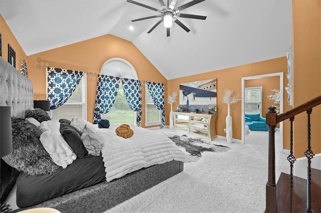 7103 E 159th St, Belton, MO 64012 - carpeted bedroom with lofted ceiling and ceiling fan