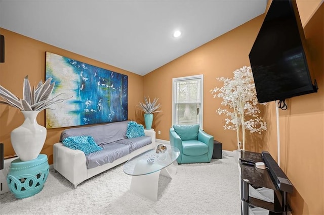 7103 E 159th St, Belton, MO 64012 - living area with vaulted ceiling, carpet, and recessed lighting