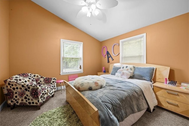 7103 E 159th St, Belton, MO 64012 - bedroom with carpet, lofted ceiling, and a ceiling fan