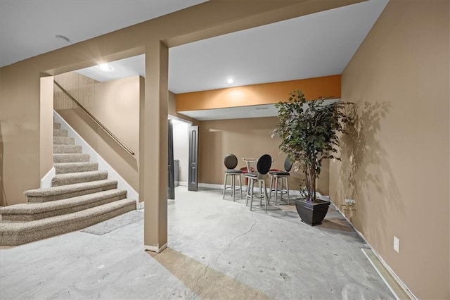 7103 E 159th St, Belton, MO 64012 - finished basement featuring stairway and baseboards