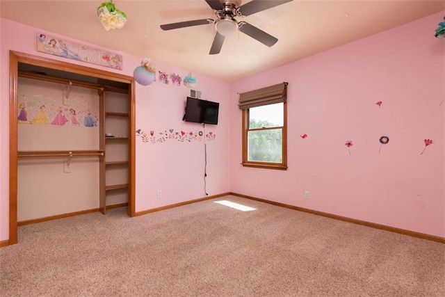 3147 N 131st St, Kansas City, KS 66109 - unfurnished bedroom with carpet flooring, a closet, and a ceiling fan