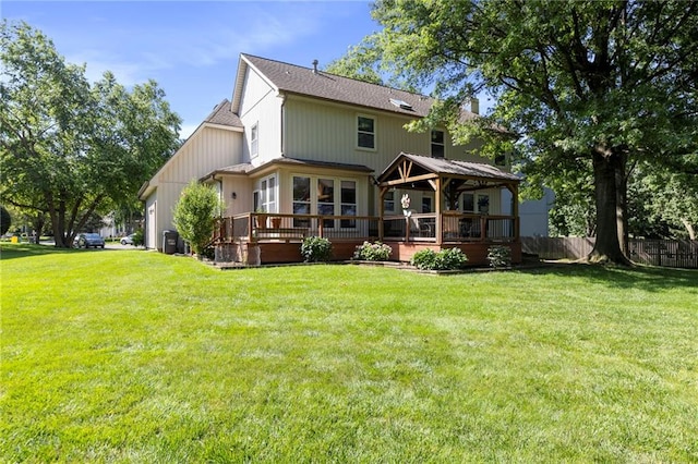 11808 W 128th St, Overland Park, KS 66213 - rear view of property with a gazebo, a deck, roof with shingles, and a garage