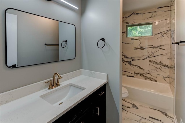 16300 E Independence Ave, Independence, MO 64050 - full bath featuring vanity, bathtub / shower combination, and marble finish floors