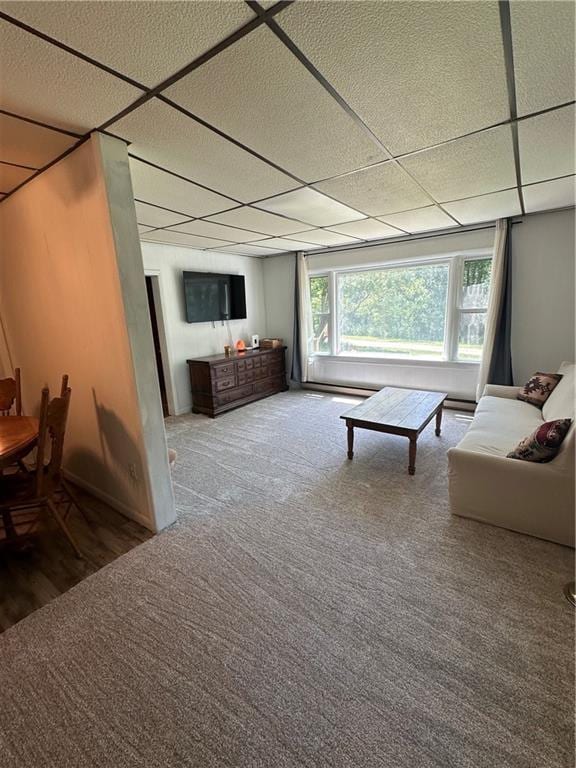 317 Chrissenger St, Burlington Junction, MO 64428 - living area with a drop ceiling and carpet flooring