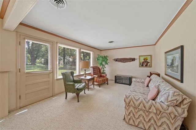 5211 W 79th Ter, Prairie Village, KS 66208 - carpeted living area with crown molding