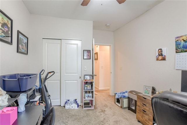 203 E Elm St, Olathe, KS 66061 - office area with light colored carpet and a ceiling fan