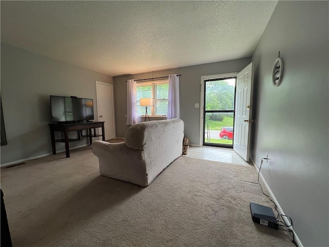 1423 Hickory St, Atchison, KS 66002 - living room with carpet and a textured ceiling