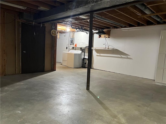 1423 Hickory St, Atchison, KS 66002 - unfinished basement featuring washer and dryer