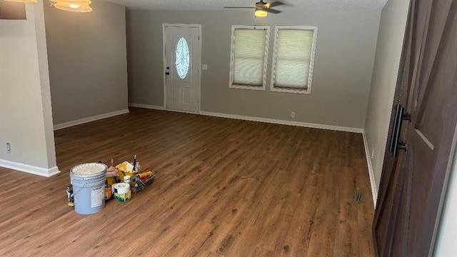 1146 NE 15th Rd, Knob Noster, MO 65336 - entrance foyer featuring a ceiling fan, wood finished floors, and a textured ceiling