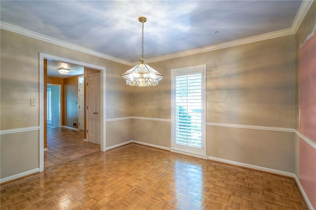 9015 Outlook Dr, Overland Park, KS 66207 - unfurnished room with a chandelier and ornamental molding