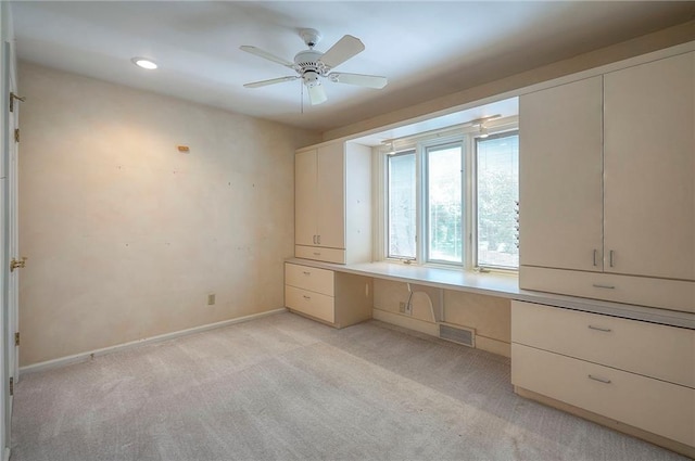 9015 Outlook Dr, Overland Park, KS 66207 - unfurnished office with light colored carpet, ceiling fan, and recessed lighting