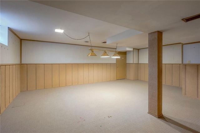 9015 Outlook Dr, Overland Park, KS 66207 - finished basement featuring carpet and wainscoting
