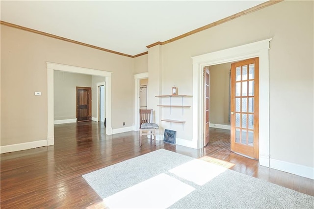 2627 Renick St, Saint Joseph, MO 64507 - living room with ornamental molding, wood finished floors, and french doors