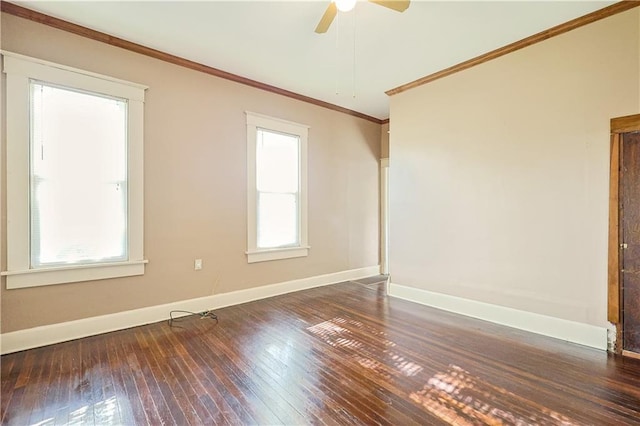 2627 Renick St, Saint Joseph, MO 64507 - spare room with hardwood / wood-style floors, a ceiling fan, and ornamental molding