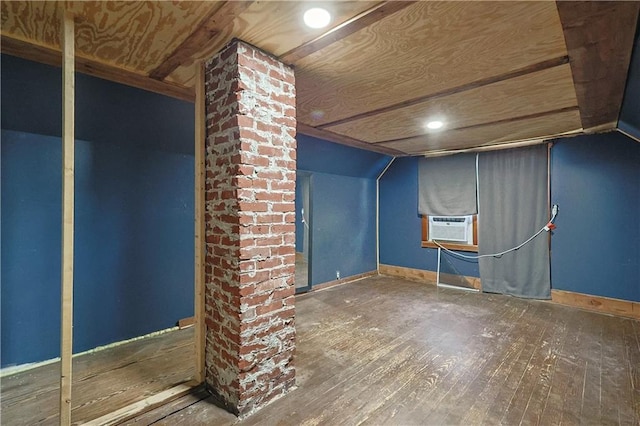 2627 Renick St, Saint Joseph, MO 64507 - interior space with wood-type flooring, vaulted ceiling, recessed lighting, and cooling unit