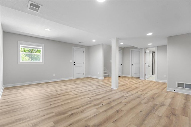 16779 S Durango St, Olathe, KS 66062 - basement featuring light wood-style flooring, stairs, and recessed lighting