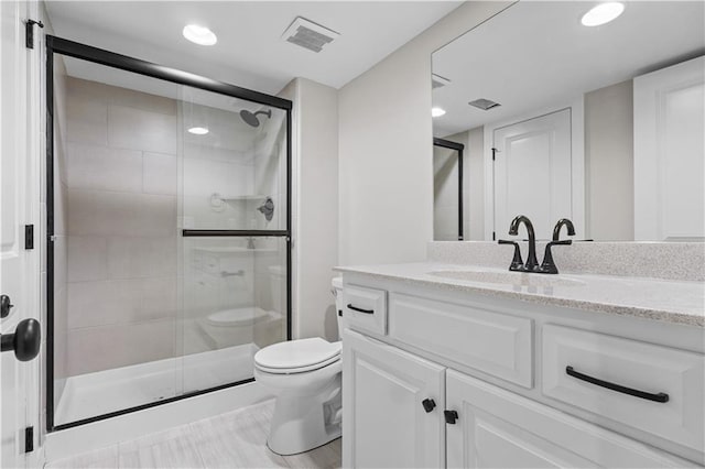 16779 S Durango St, Olathe, KS 66062 - full bath featuring vanity, a stall shower, and recessed lighting