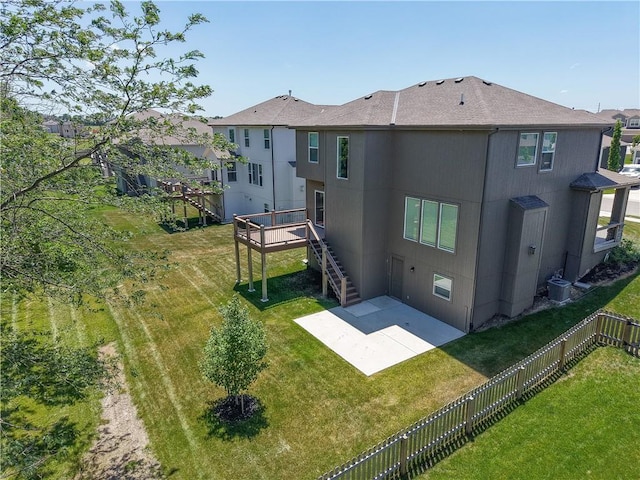 16779 S Durango St, Olathe, KS 66062 - back of property featuring a patio, a fenced backyard, stairway, and a wooden deck