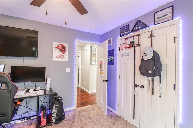 968 E Market St, Warrensburg, MO 64903 - carpeted office featuring ceiling fan and baseboards