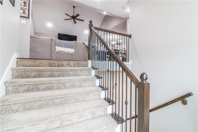 968 E Market St, Warrensburg, MO 64903 - stairs with a ceiling fan