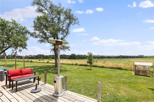24245 K 68 Hwy, Paola, KS 66071 - wooden terrace featuring a rural view and a yard