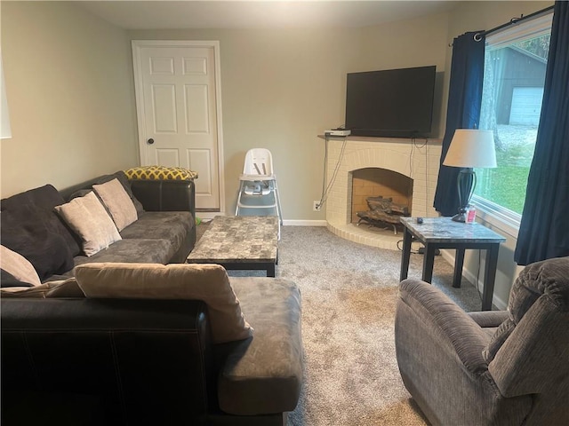 400 N Institute St, Richmond, MO 64085 - carpeted living area with plenty of natural light and a fireplace