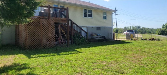 820 S Main St, Lansing, KS 66043 - rear view of property featuring stairs and a wooden deck