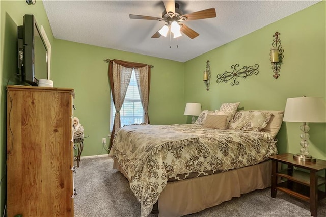 1641 N Hunter Dr, Olathe, KS 66061 - carpeted bedroom with ceiling fan and a textured ceiling