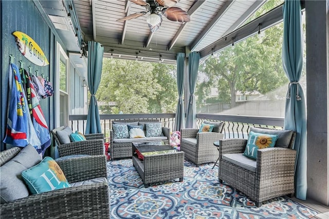 1641 N Hunter Dr, Olathe, KS 66061 - view of patio / terrace with an outdoor hangout area and a ceiling fan