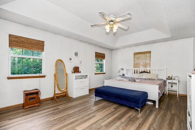 118 SE 215th Rd, Warrensburg, MO 64093 - bedroom with a raised ceiling, wood finished floors, and a ceiling fan