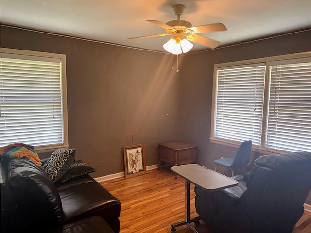 106 Northview Dr, Excelsior Springs, MO 64024 - living room with light wood-style flooring and ceiling fan