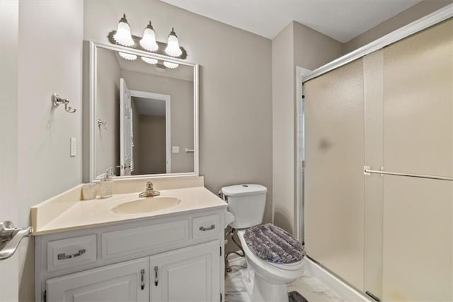 11927 W 131st Ter, Overland Park, KS 66213 - bathroom featuring marble look tile flooring, a stall shower, and vanity