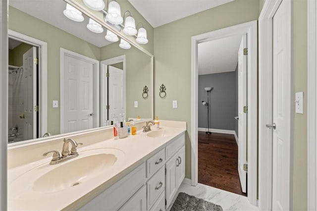 11927 W 131st Ter, Overland Park, KS 66213 - full bath featuring double vanity and marble look tiles