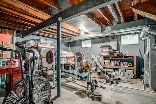 12508 Valley Brook Dr, Grandview, MO 64030 - exercise area with electric panel