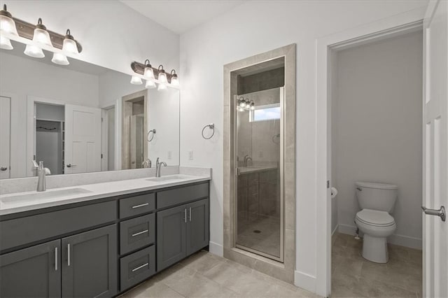 29702 W 195th St, Gardner, KS 66030 - bathroom featuring double vanity, a shower stall, and tile patterned floors