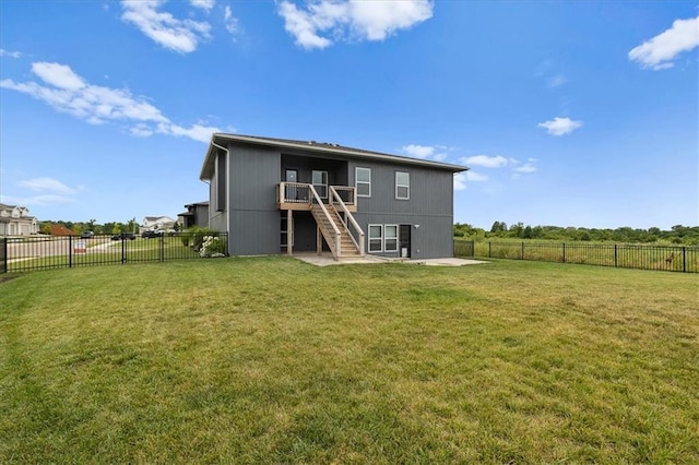 29702 W 195th St, Gardner, KS 66030 - rear view of house with stairs, a fenced backyard, a patio, and a wooden deck