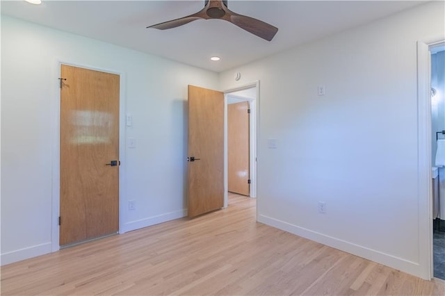 2031 N 75th St, Kansas City, KS 66109 - unfurnished bedroom with wood finished floors, recessed lighting, and a ceiling fan