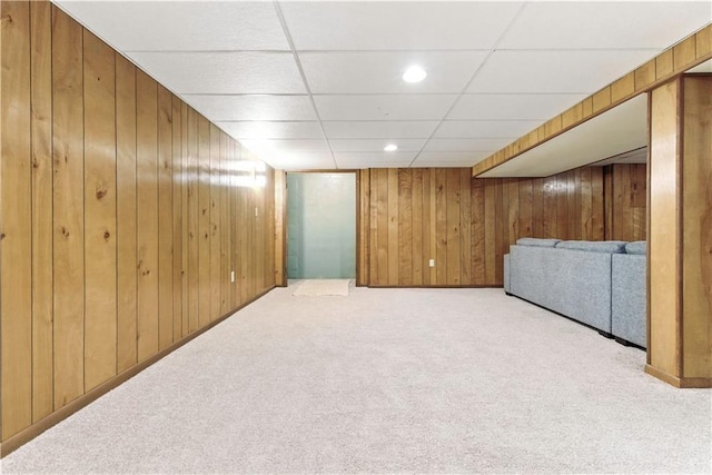 7100 Antioch Rd, Merriam, KS 66204 - finished basement featuring wooden walls, carpet floors, and a drop ceiling
