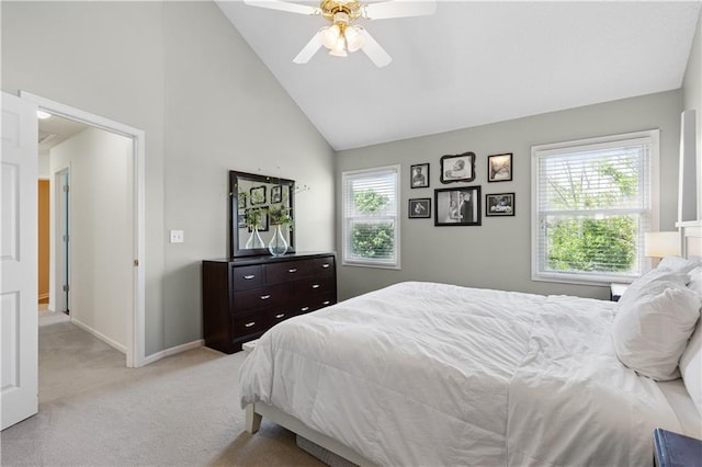 14162 W 150th Ct, Olathe, KS 66062 - carpeted bedroom featuring high vaulted ceiling and a ceiling fan