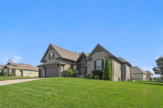 704 SW Admiral Byrd Dr, Lees Summit, MO 64082 - craftsman inspired home featuring a front yard, concrete driveway, and stone siding