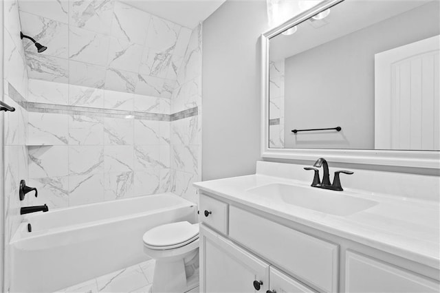 704 SW Admiral Byrd Dr, Lees Summit, MO 64082 - bathroom with marble look tiles, vanity, and shower / bath combination