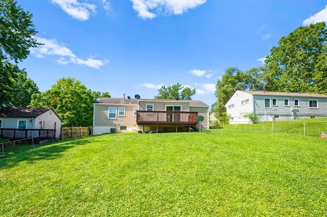 802 W 39th St N, Independence, MO 64050 - rear view of house with a wooden deck and a fenced backyard