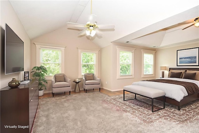 11912 W 132nd St, Overland Park, KS 66213 - bedroom featuring vaulted ceiling, wood finished floors, and ceiling fan