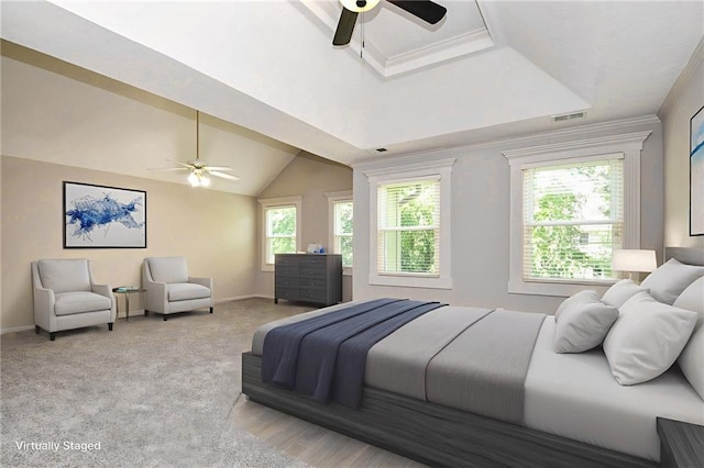 11912 W 132nd St, Overland Park, KS 66213 - bedroom featuring crown molding, a ceiling fan, and light colored carpet