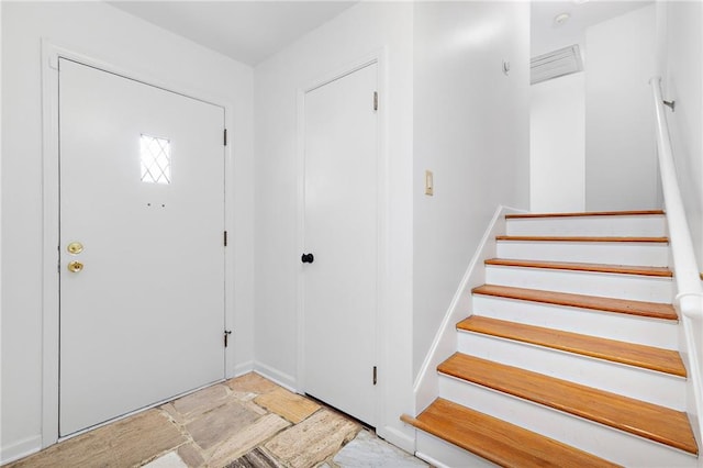 3322 W 95th St, Leawood, KS 66206 - entrance foyer featuring stairway and baseboards