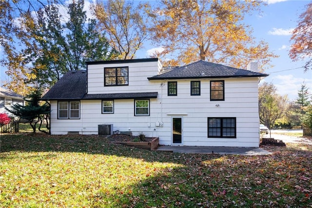 3322 W 95th St, Leawood, KS 66206 - back of house with a shingled roof, a chimney, and a patio area