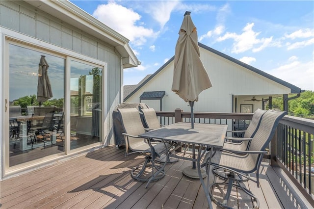 2712 E Sycamore St, Tonganoxie, KS 66086 - wooden deck featuring outdoor dining space