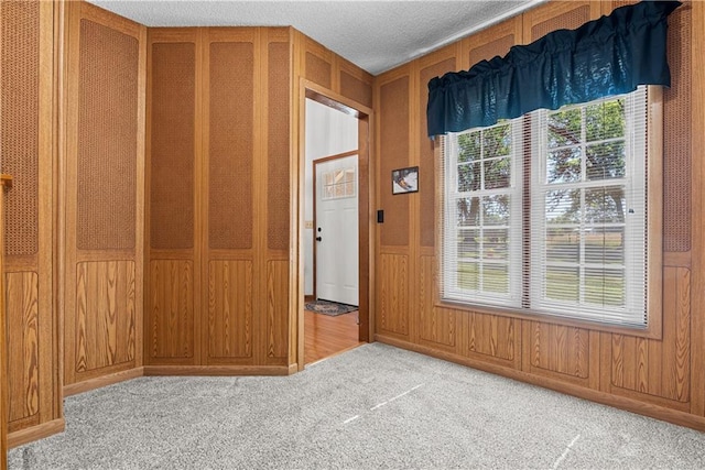 3602 S Sweeney Rd, Grain Valley, MO 64029 - unfurnished room with carpet floors, a decorative wall, and a textured ceiling